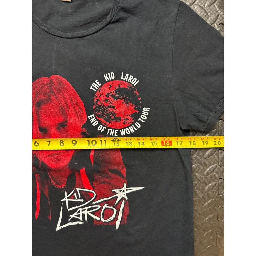The Kid LAROI End Of The‎ World Tour 2022 T-Shirt Black Red Graphic Mens Medium